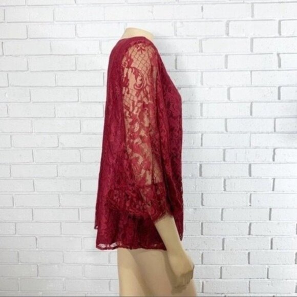 ModCloth Burgundy Through the Bluebells Lace Top - Size XL - Picture 3 of 8